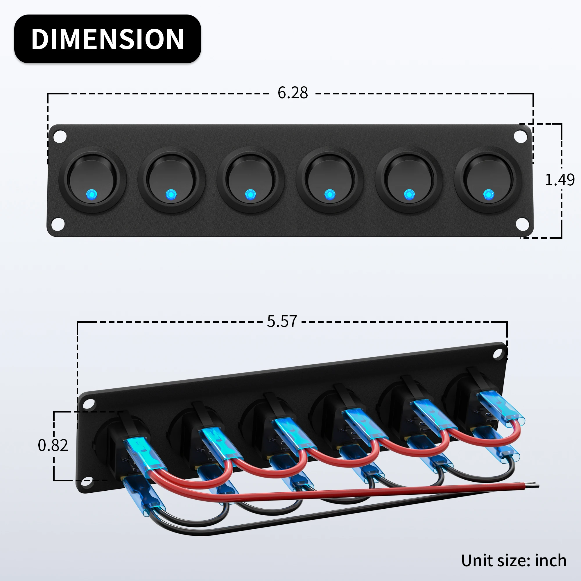 DaierTek 6 ギャングスイッチパネル 12V ロッカー LED スイッチパネル 3 ピン 12 VDC 20A SPST オンオフスイッチ マリンボート 車 ジープ UTV トラック用