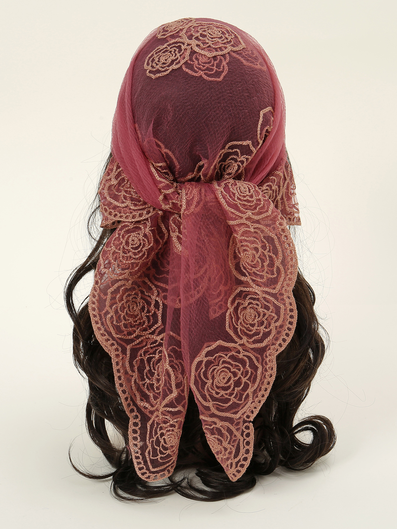 80*80 センチメートルレーススクエアバンダナスタイルロック刺繍花ヘッドバンドネット通気性ヒジャーブスカーフイスラム教徒の女性のベール