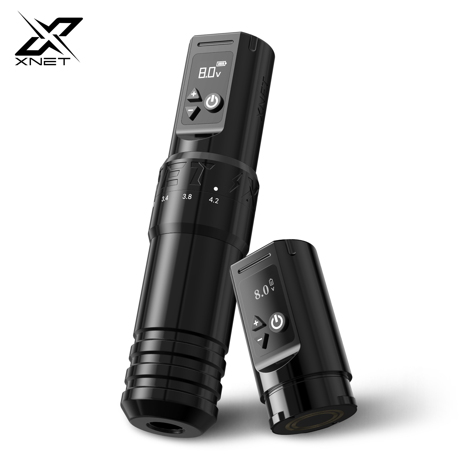 XNET T1 Беспроводная тату-машинка Ручка 7, регулируемый ход, индивидуальный мотор, ЖК-экран, аккумулятор, микропластическая ручка для макияжа для татуировки