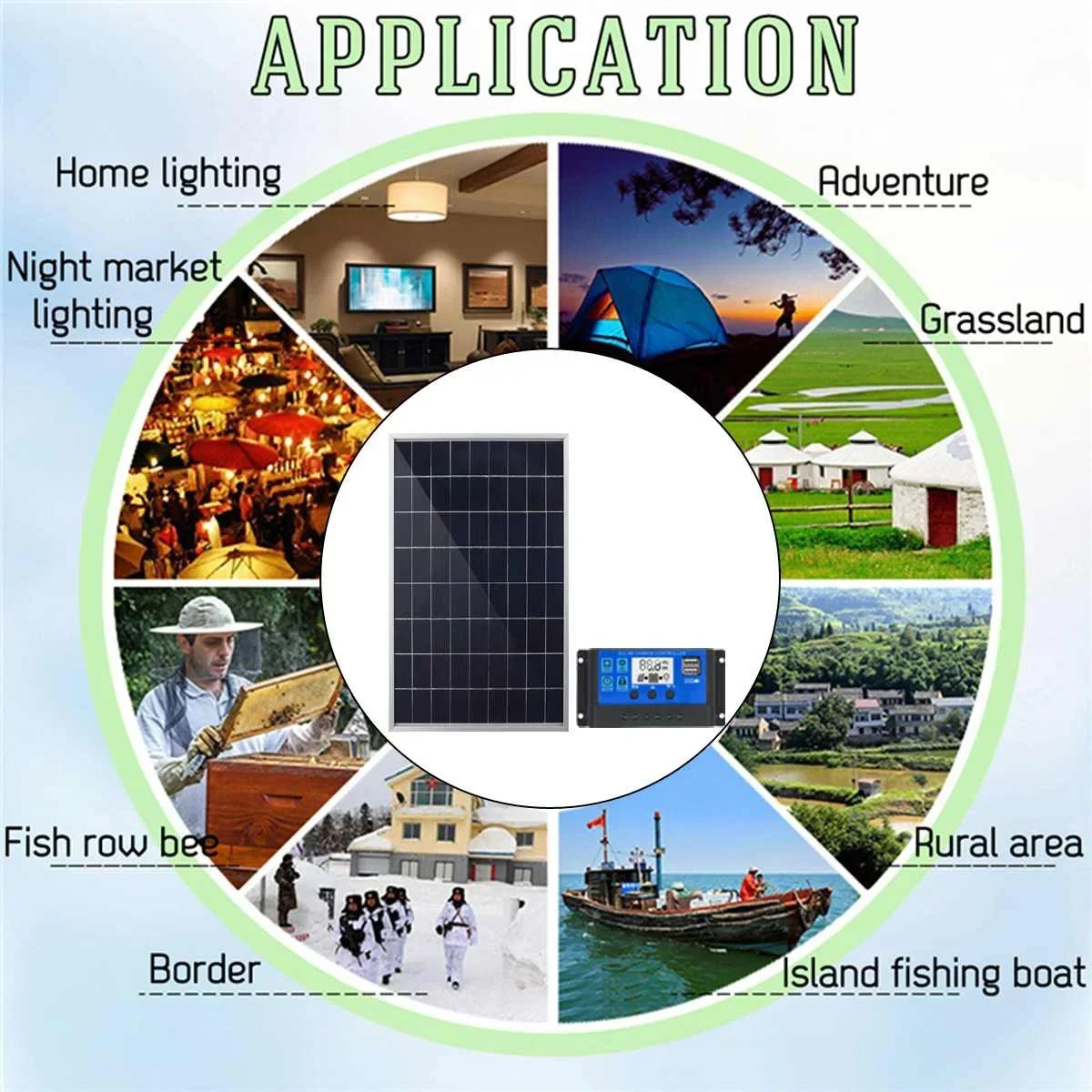 20 W/H Solarpanel-Set, komplett, 12 V, polykristalline Leistung, tragbarer, wiederaufladbarer Solarzellen-Solargenerator für den Außenbereich für Zuhause