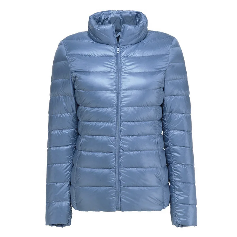 7XL Nữ Trắng Vịt Xuống Áo Khoác 4XL 5XL Nữ Siêu Nhẹ Vịt Xuống Áo Khoác Thu Đông Ấm Cổ Áo Đứng Đi Bộ Đường Dài choàng