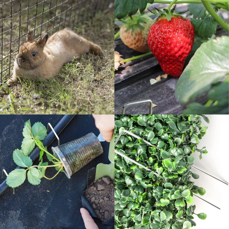 Garden Peg โลหะเงิน U-Shape Garden Staple Garden Ground เล็บฟิล์มหมุดคงที่สวน Fixing เครื่องมือฟิล์ม Peg