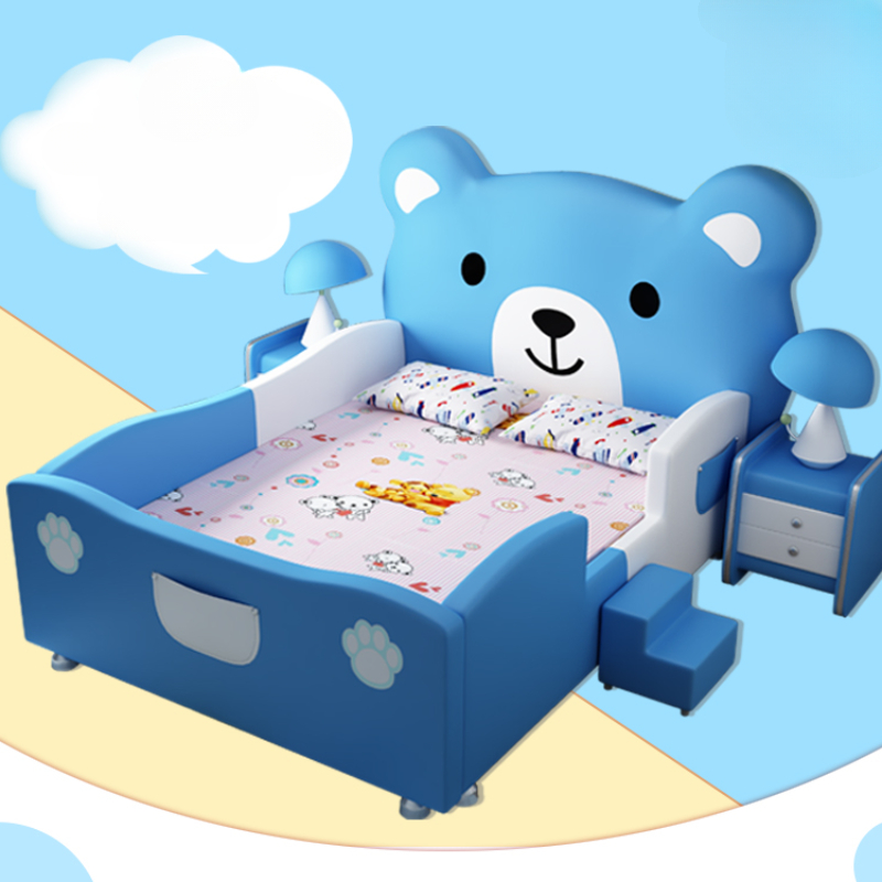 Creative Cartoon Bear Children's Bed Modern Simple Princess Bed Solid Wood 1.5m Single Bed With Guardrail Cama Furniture Home