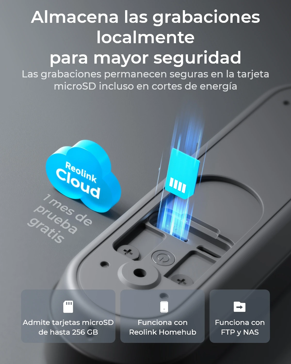 Timbre con batería Reolink 2K, timbre inalámbrico WiFi para exteriores, batería/alimentación con cable, cifrado de almacenamiento a través del concentrador doméstico, sin timbre