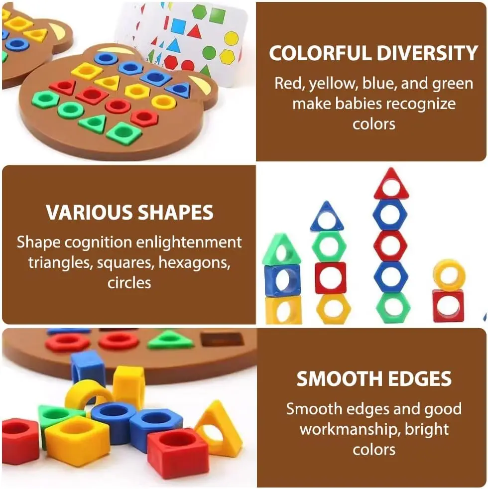 1 Set Little Bear Geometry Matching Puzzle Puzzle Education Block Parent Child Interactive Board Game