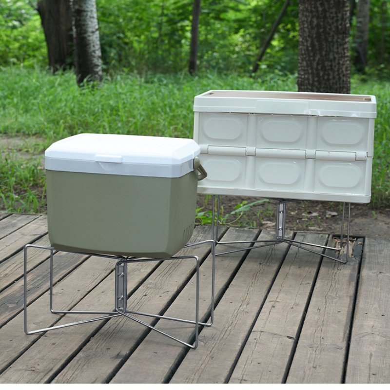 1/20PCS Outdoor Folding Cooler Stand Portable Refrigerator Stand Camping Stainless Steel Non-slip Picnic BBQ Bucket Stand