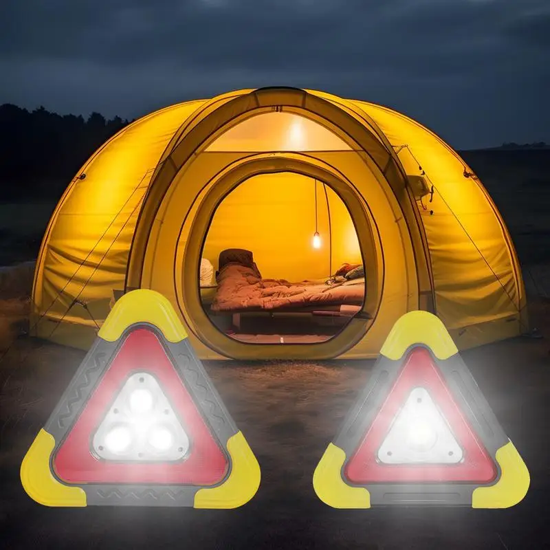 Triangle Lights Multifunctional Solar Car Warning Triangles Portable Safety Triangle LED Work Light 4 Modes Warning Light For