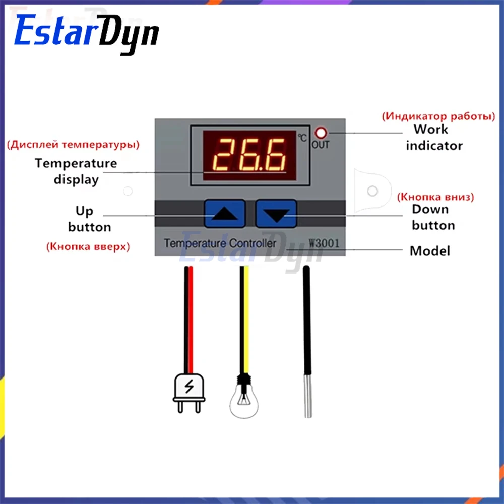Regolatore di temperatura digitale per microcomputer XH-W3001, interruttore elettronico intelligente di controllo della temperatura, display digitale