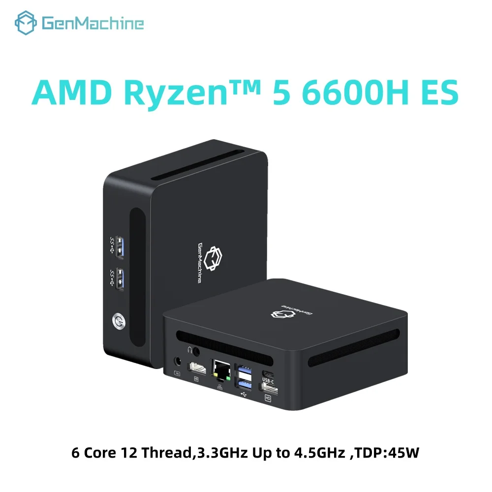 GenMachine AMD Ryzen 5 6600H ES Мини-ПК 4,5 ГГц TDP 45 Вт Windows 11 DDR5 6400 МГц ОЗУ 2,5 ГБ LAN USB4 WIFI6 Мини-ПК Игровой компьютер