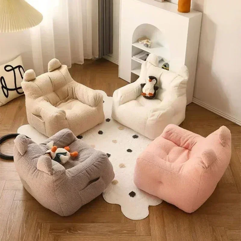 Children's Baby Sofa Lazy Reading Sofa Removable and Washable Wool Fabric Small Cotton and Linen Lamb's Cute Sofa Chair