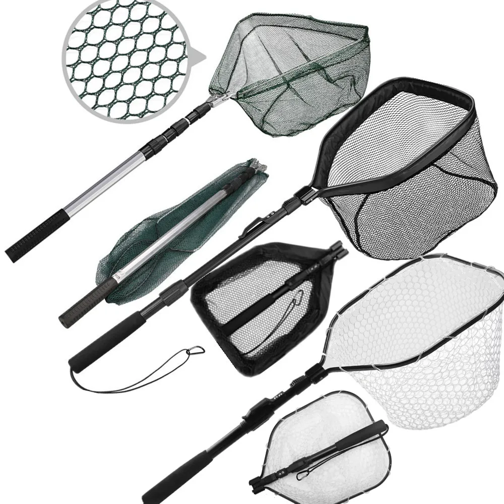 Rete da pesca telescopica da 55 cm-190 cm, adatta per salmone, carpa, pesce gatto, rete galleggiante per trota, facile da catturare, pieghevole