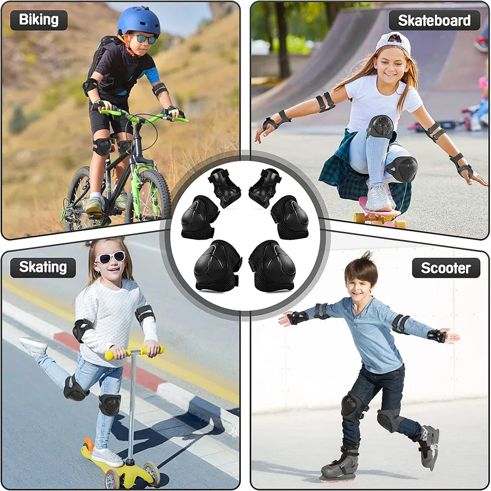 Crianças equipamentos de proteção joelheiras e cotoveleiras 3 em 1 com protetor de pulso para patinskate ciclismo patinação bicicleta scooter