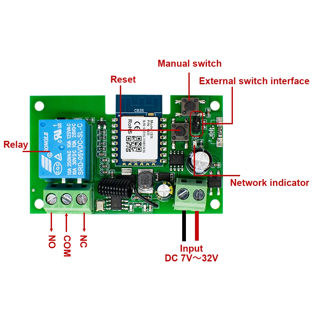 WIFI Tuya Smart Garage Gate Interruptor del motor de acceso a la puerta eléctrica, USB 5V DC 12V 24V 32V, módulo de relé de pulso de 1 /4 canal, control remoto RF433