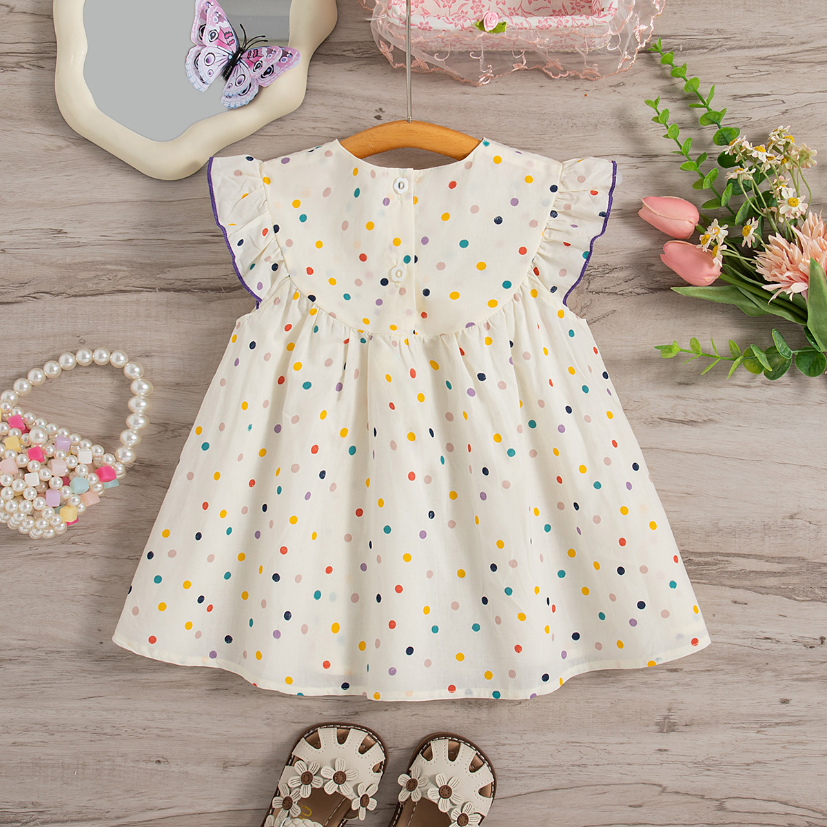Baby Mädchen Kleid Sommer Bunte Polka Dot Blume Stickerei Mädchen Prinzessin Kleid Nette Mädchen Strand Kleider