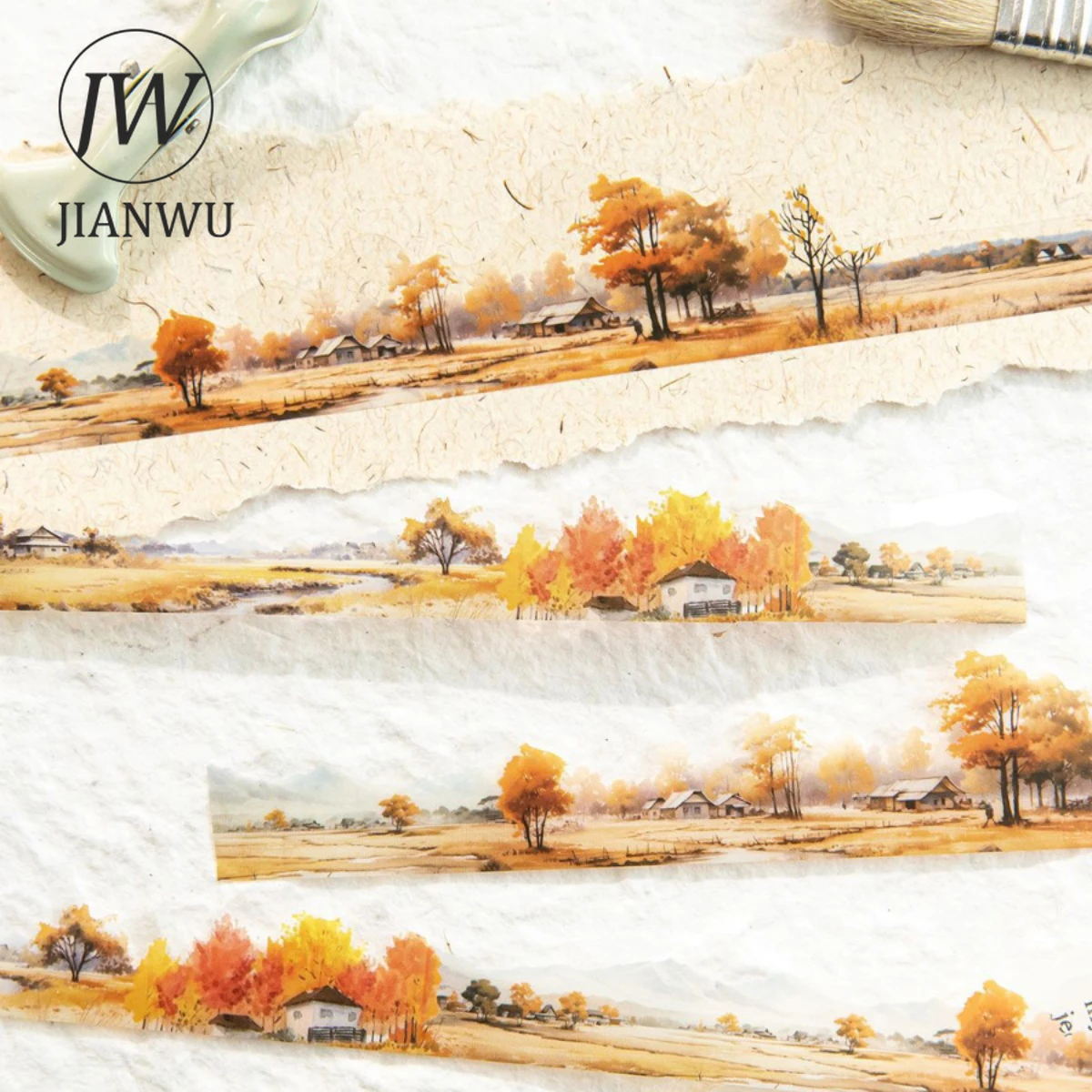 JIANWU 30mm*200cm 산과 바다 시리즈 빈티지 조경 콜라주 소재 PET 테이프 크리 에이 티브 DIY 저널 편지지