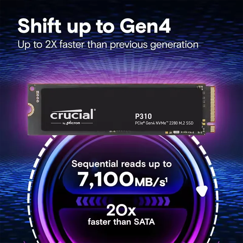 Crucial P3 Plus 2TB 1TB 500GB PCIe Gen4 3D NAND NVMe M.2 SSD, up to 5000MB/s