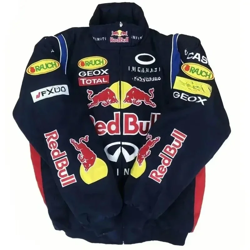 Traje de carreras Red Bull, traje de ciclismo para hombres y mujeres, chaqueta bordada, chaqueta gruesa fina de primavera y verano