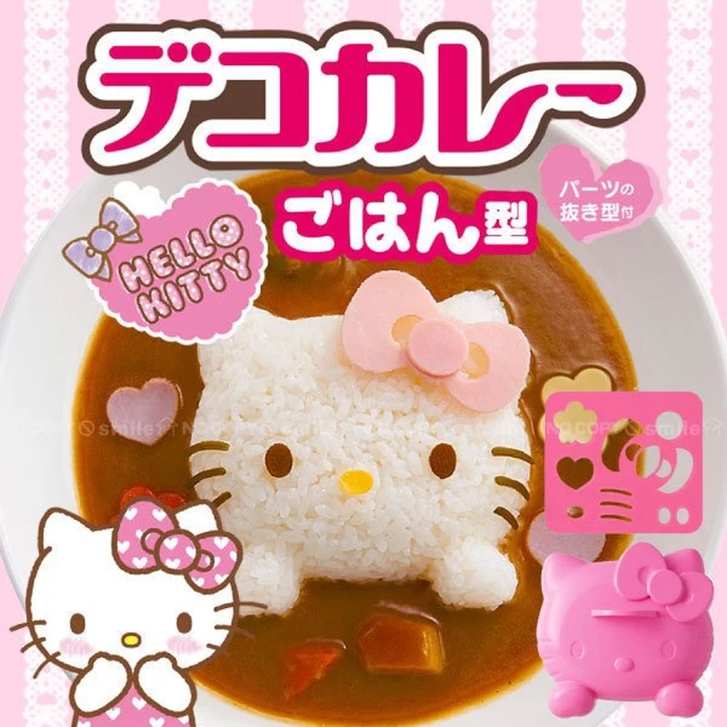 Hello Kitty แม่พิมพ์ข้าวปั้นสำหรับทำซูชิแบบทำมือสุดน่ารัก Onigiri Creative Kt Cat แกงกะหรี่ในครัวอุปกรณ์ทำซูชิอุปกรณ์เสริมสำหรับเบนโตะ