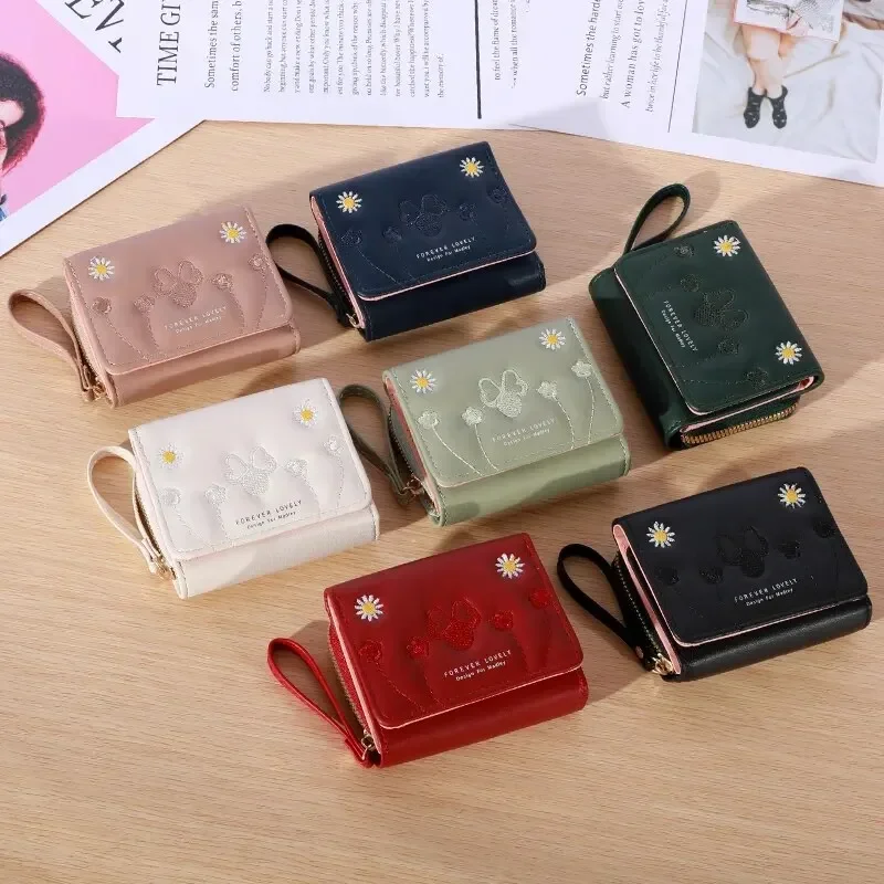 Monedero de amor bordado a la moda para hombre, tarjetero triple, billetera con múltiples ranuras para tarjetas, 1 ud.