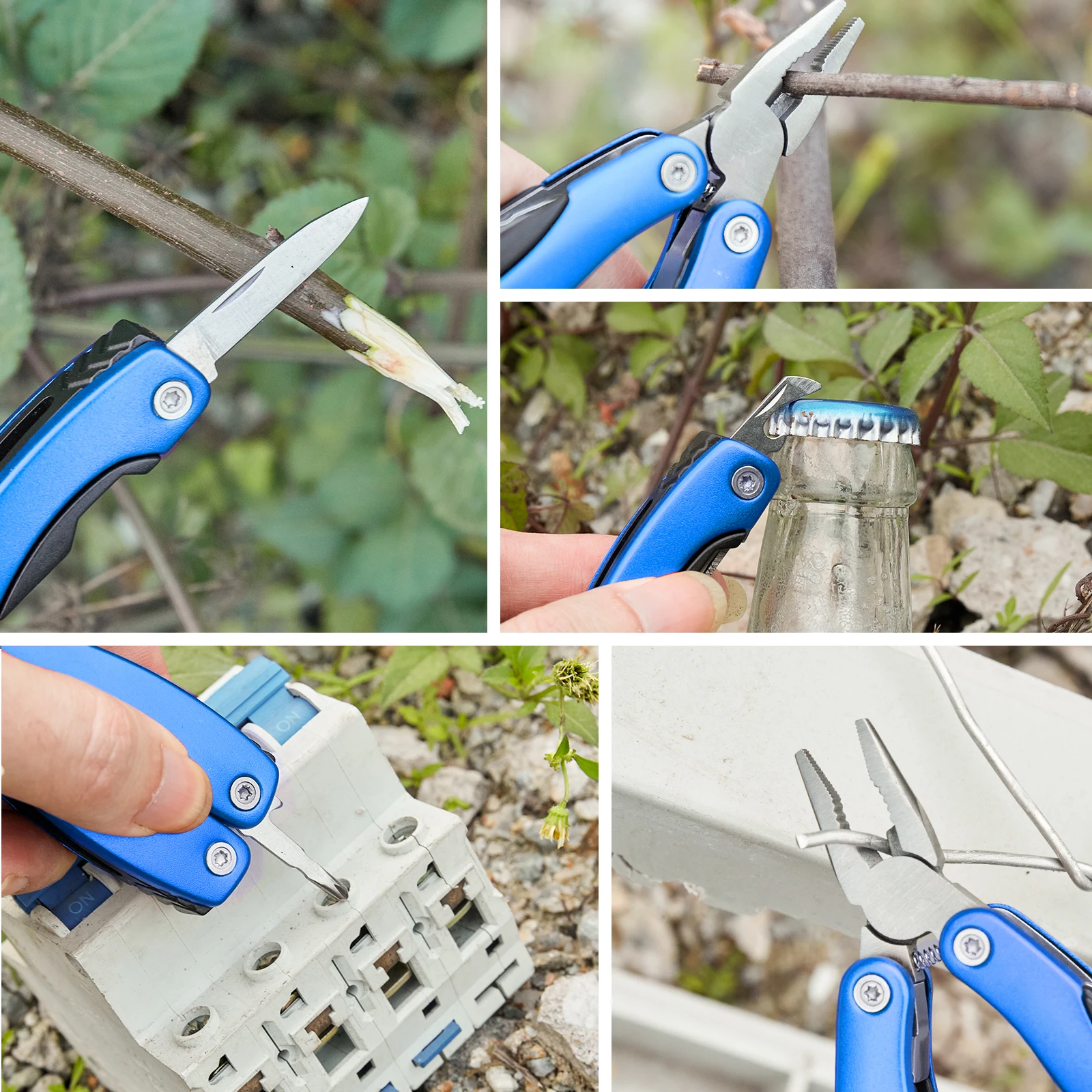 Alicates multiherramienta de bolsillo portátil, pelacables, cuchillo plegable, multiherramienta para acampar al aire libre, herramientas manuales multifuncionales plegables