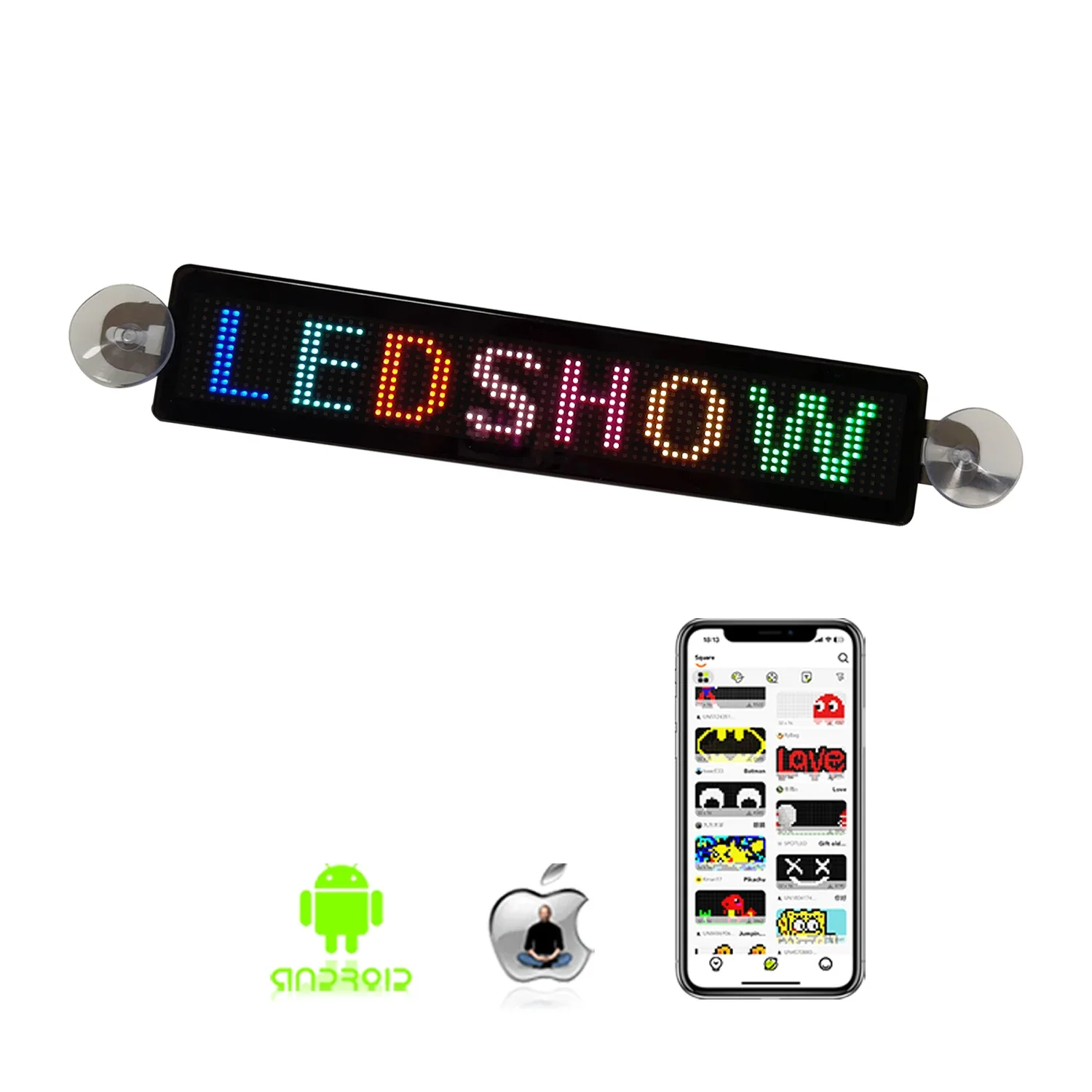 LED Car Programmable Sign Screen USB 5V Vehicle Led Message Board Advertising Moving Scrolling Bluetooth LED Car Display Screen