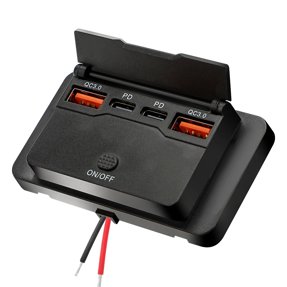Nuevo Panel de enchufe de cargador de coche de 4 puertos 12V/24V RV salida USB Dual QC3.0 PD accesorios de enchufe de carga rápida para coche autobús RV camión
