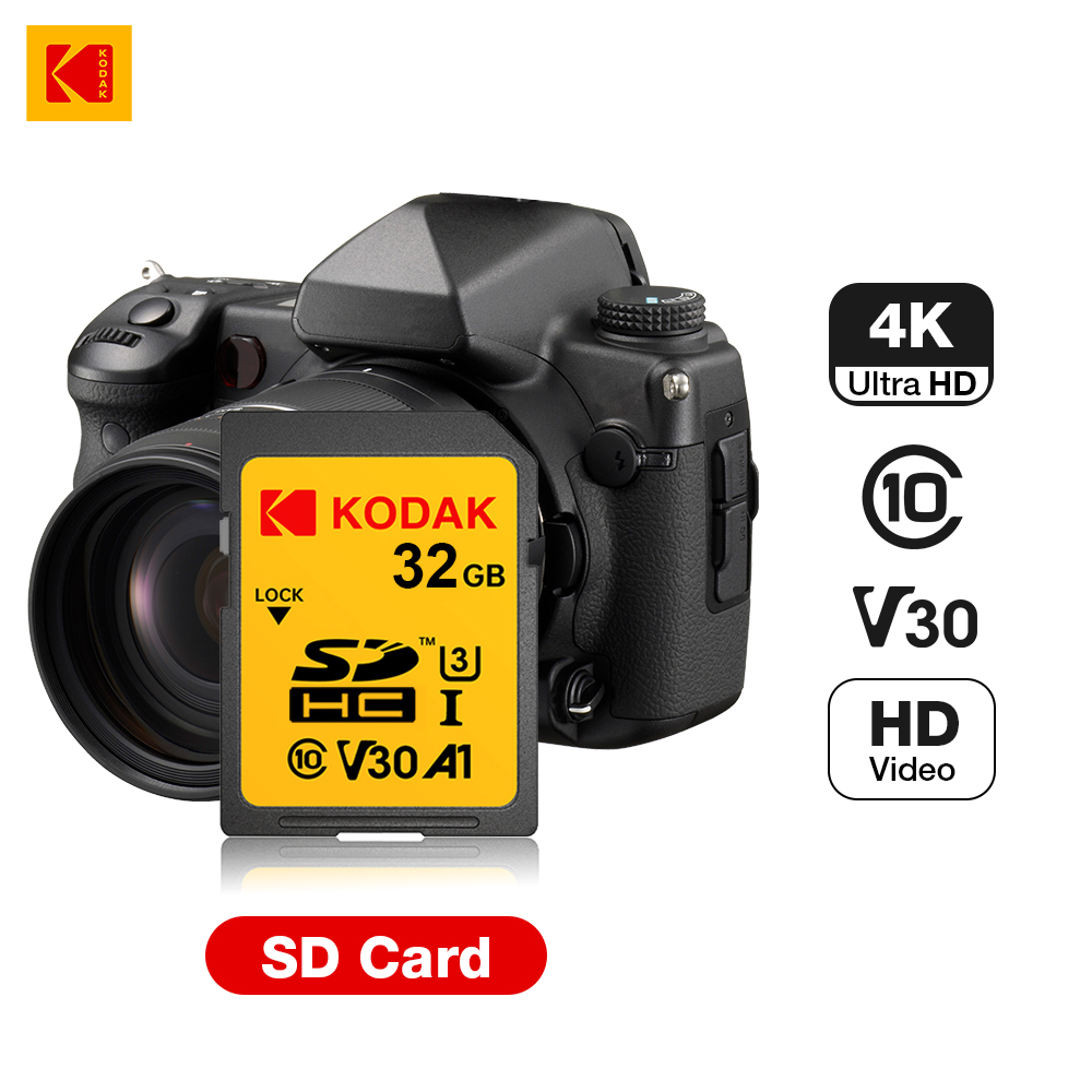 Kodak cartão sd original de alta velocidade 256g 128g 64g 32g cartão de memória sd sdxc v30 para câmera 4k hd carro dv slr
