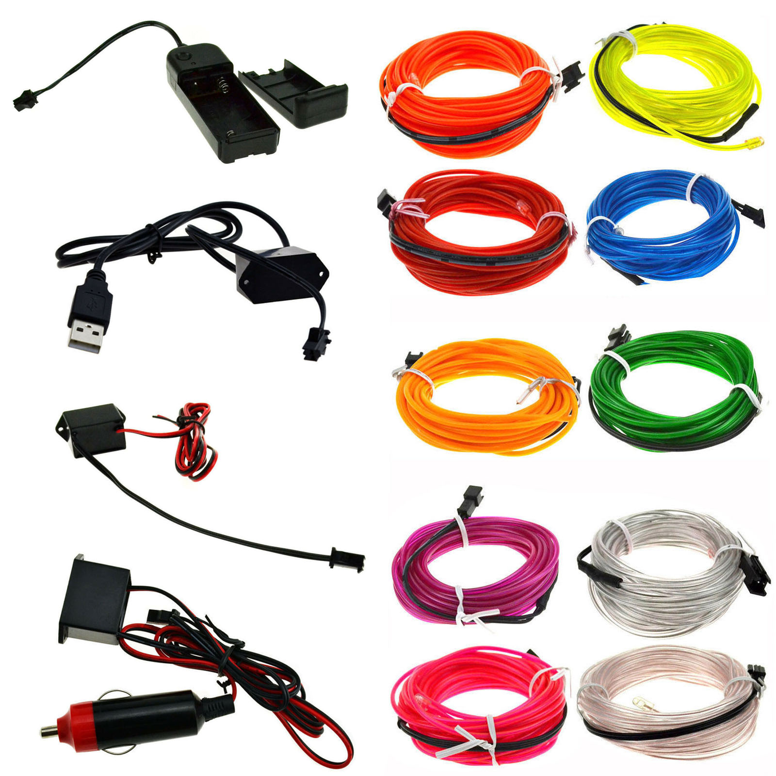 Tira de luces LED de neón Flexible, 1M, 2M, 3M, 4M, 5M, cable EL, 5V, 3V, 12V, cuerda impermeable para decoración de ropa de habitación de fiesta de coche DIY