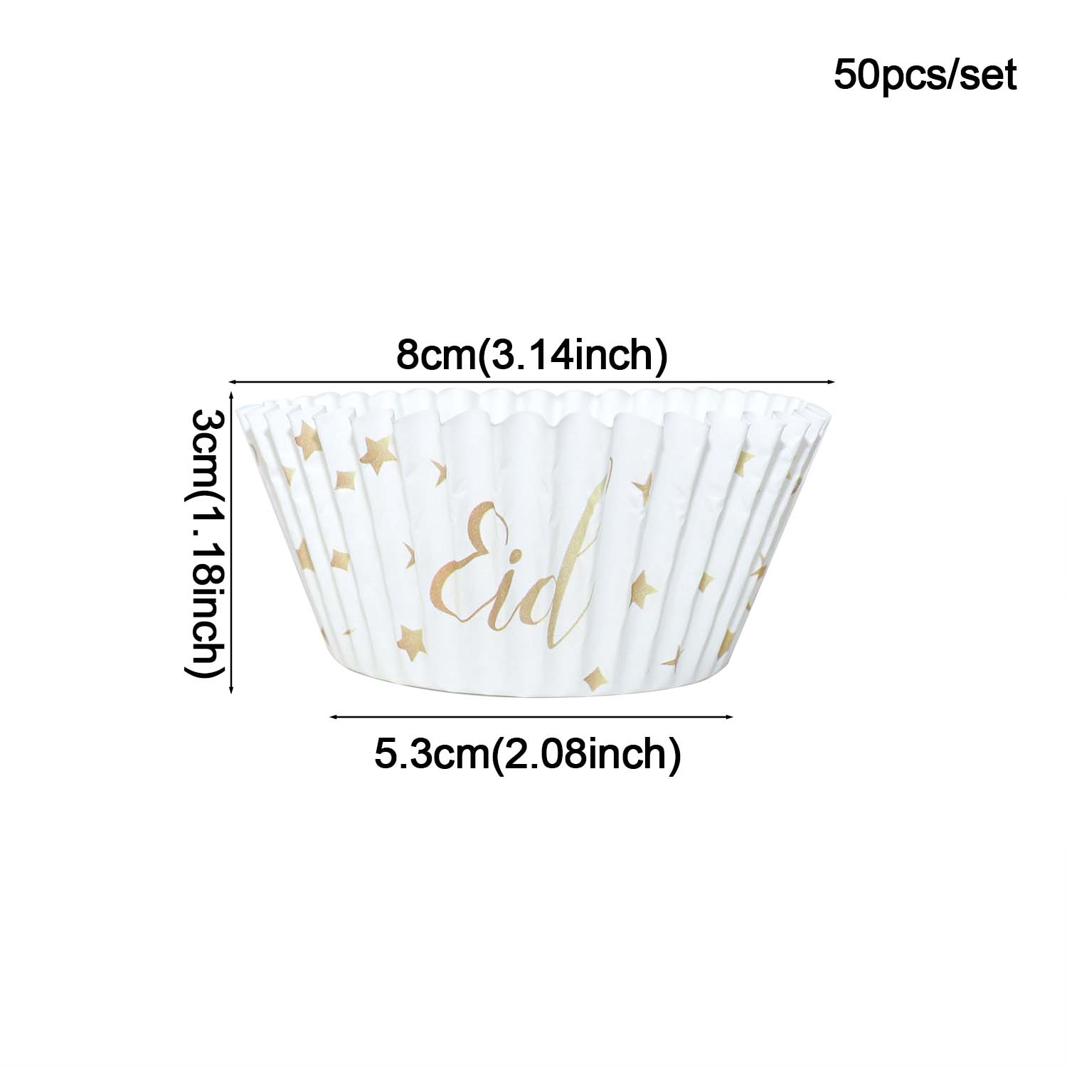 50pcs/set Eid Mubarak Cupcake Paper Cups Ramadan Mubarak Cake Wrapper Baking Tray Islam Muslim Party Supplies Ramadan Decoration