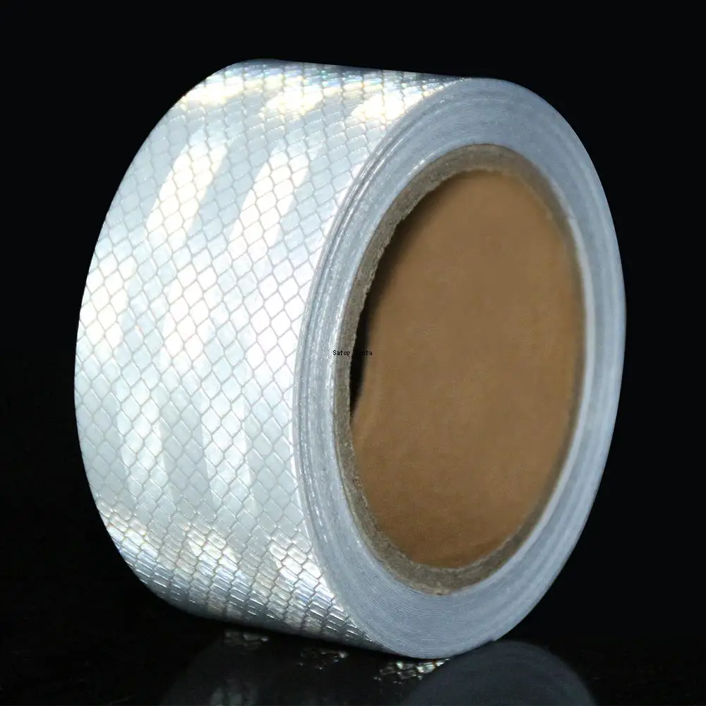 2''x17FT Reflective Strips Car Stickers PET Self-adhesive White Reflect Decal Light Reflector For Things Waterproof Bicycle Tape