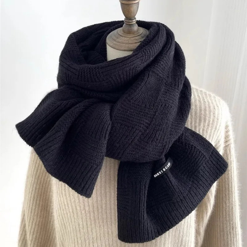 Bufanda versátil de Color sólido Simple coreano, bufanda de moda, chal de invierno para mujer, bufanda cálida de punto elegante 2024