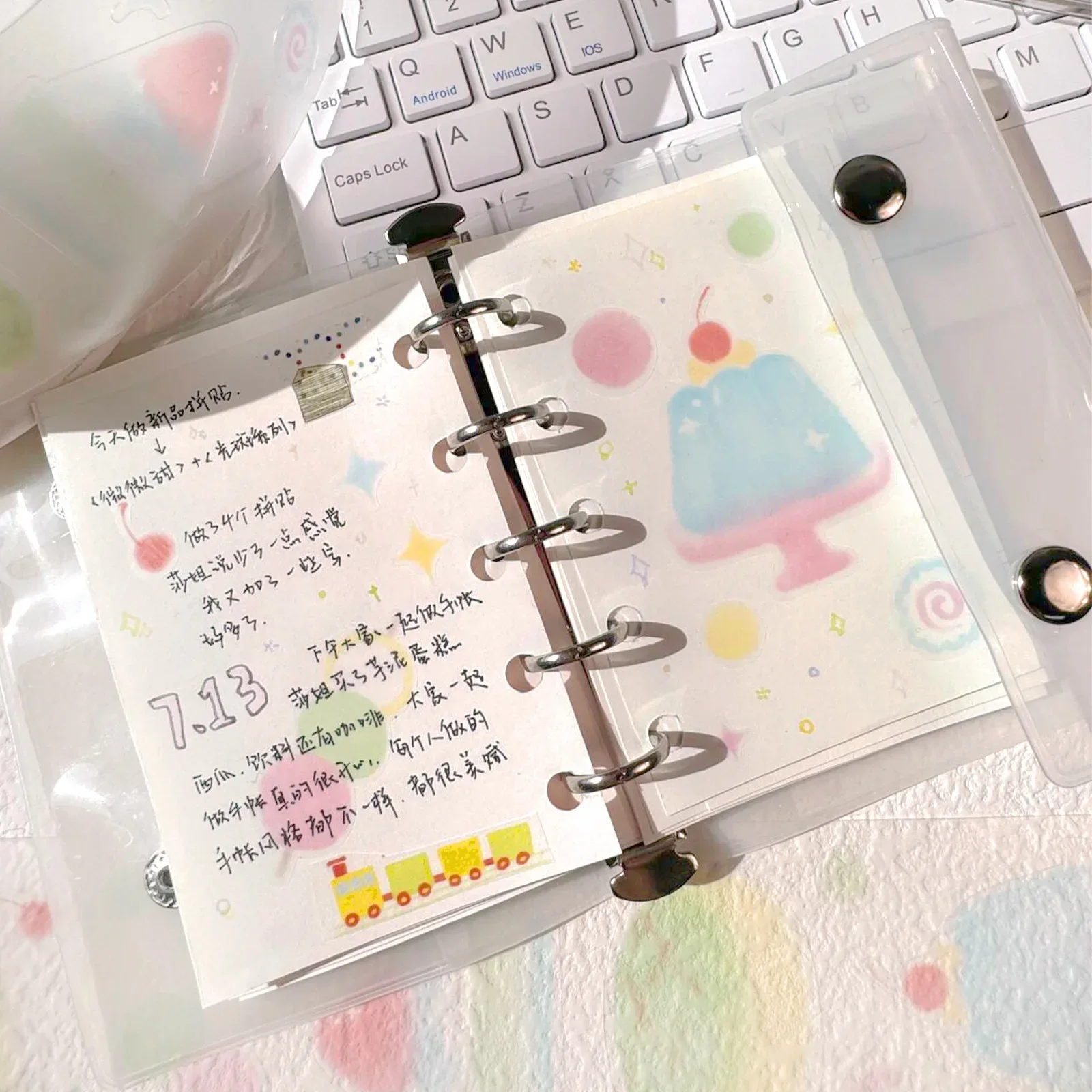 1 롤 장식 접착 테이프 Sweet Cakess 과일 정크 저널 DIY 종이 한국어 마스킹 스크랩북 스티커 데코 테이프