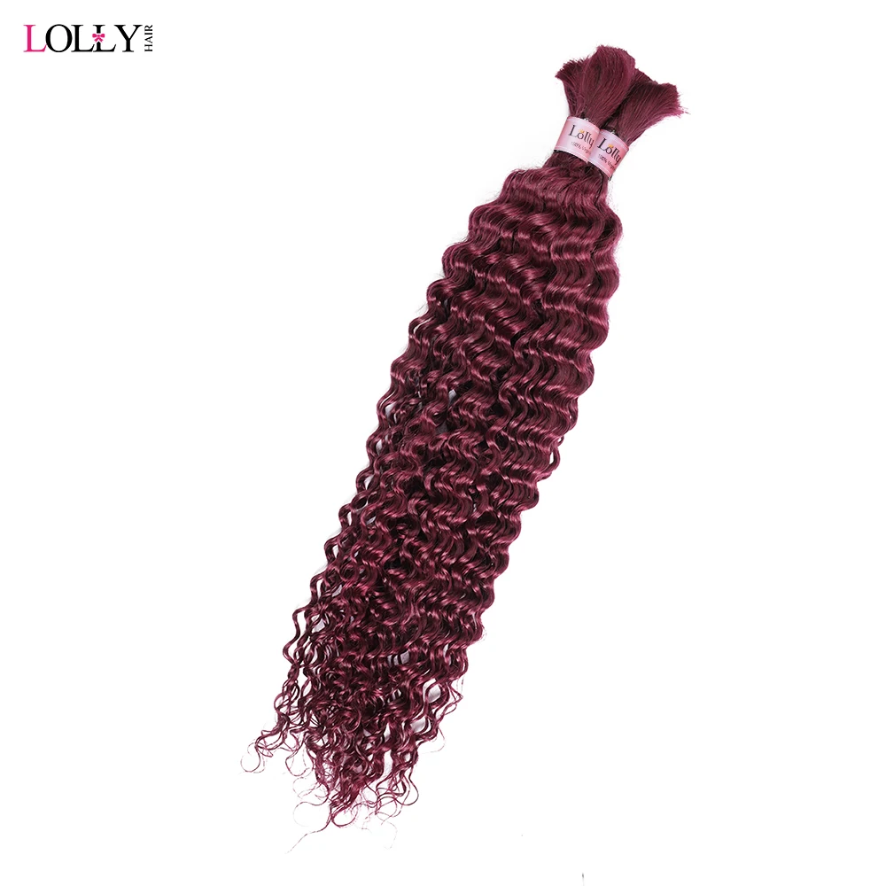 Cabelo humano em massa para trançar, Pacotes de cabelo humano profundo para mulheres, extensões de cabelo, sem trama, Borgonha, 99j, 100g