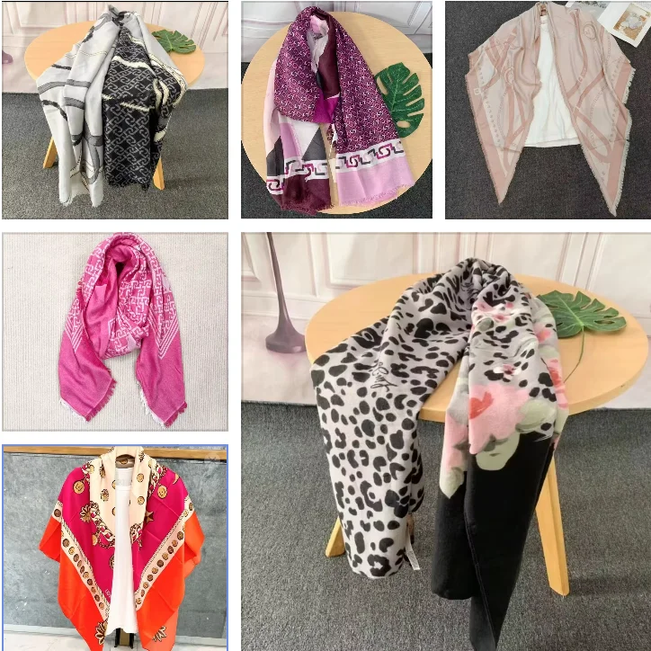 Sciarpa lunga con scialle spazzolato spesso, moda di lusso leggera, nuova stampa italiana originale per il commercio estero