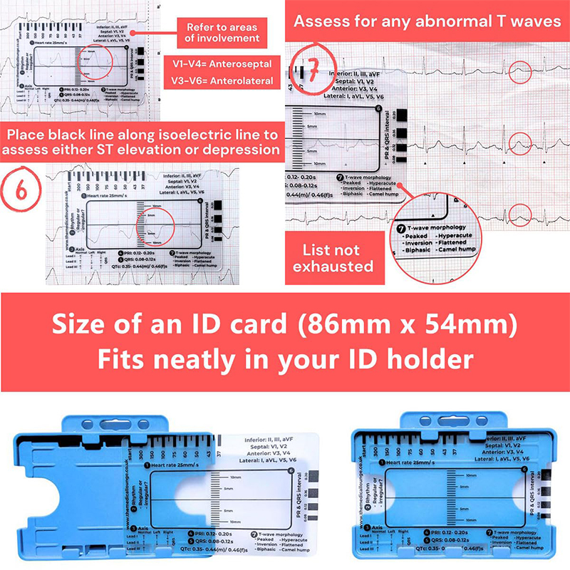 Ecg 7-step Ruler Ecg/ekg 7-step Ruler Card, Portable Pocket Ecg Ekg Caliper With Protective Sheath Evaluation Tool