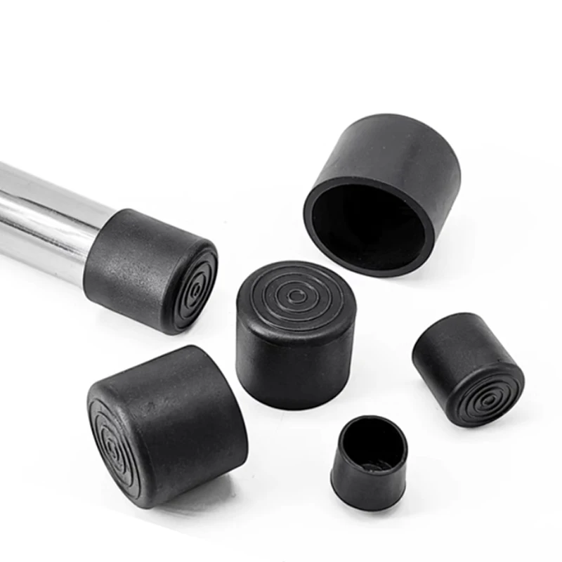 Runde schwarze PVC-Rohrhülse aus weichem Gummi, Rohrkappe, Tisch- und Stuhlfußpolster, schützende Beinabdeckung, 6–80 mm