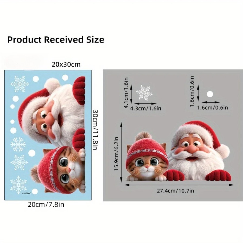 1. A Christmas Santa glass sticker - removable static electricity sticker decoration - suitable for living room and windows