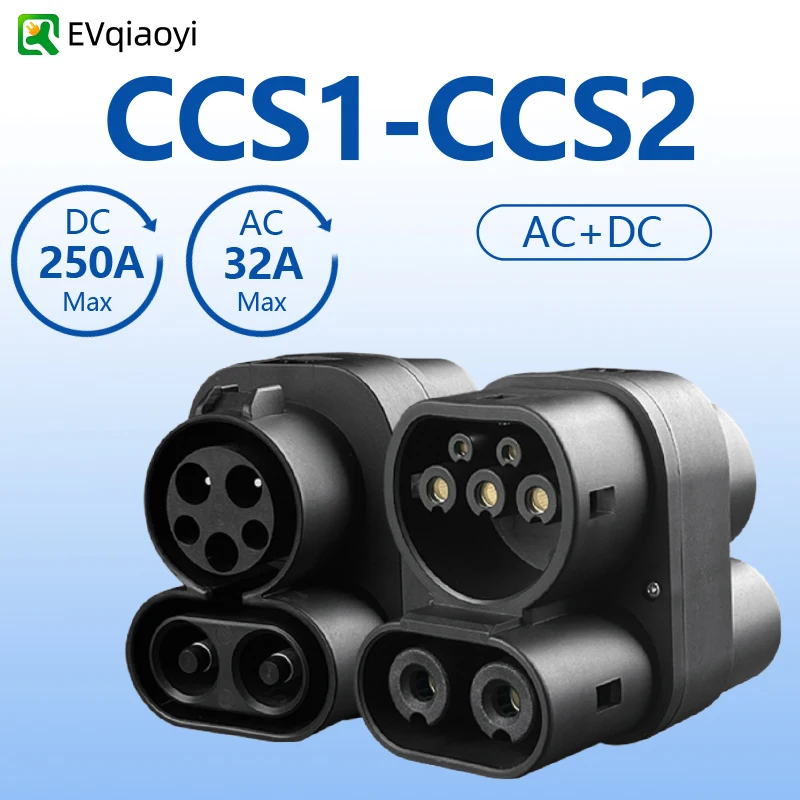 EV CCS1 naar CCS2-adapter ondersteunt DC- en AC-CCS1-lader naar CCS2-adapter geschikt voor nieuwe energievoertuig snellaadadapter byd carga