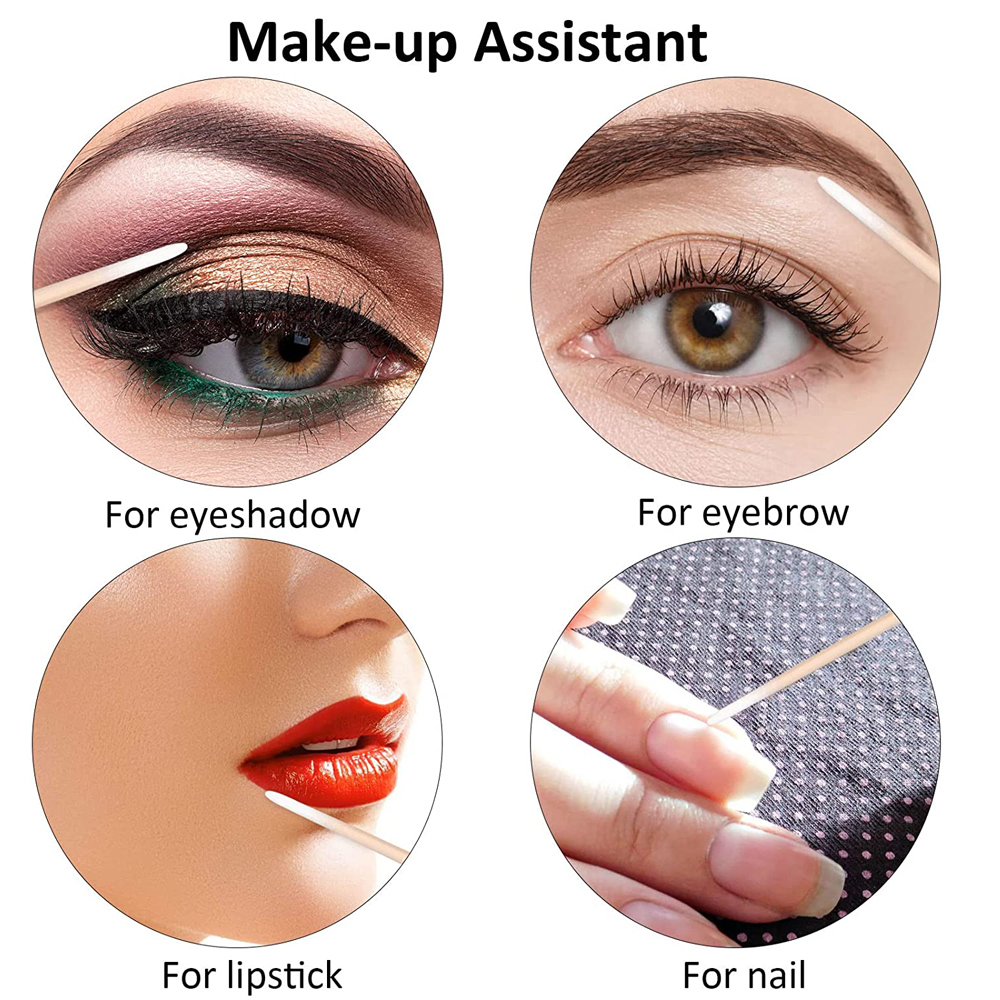 500/1000pcs เล็บไม้ผ้าฝ้าย Swab ทําความสะอาด Microbrush Eyelash Sticks Buds เคล็ดลับหูไม้จิ้มฟันแต่งหน้า Eyebrow Sticks กาวถอด