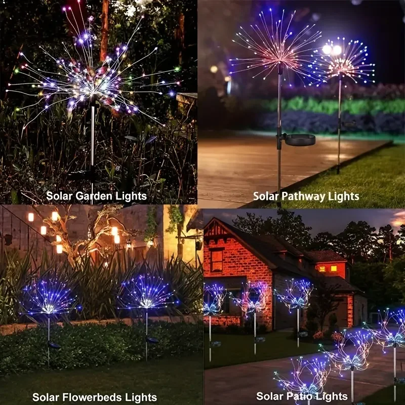 NEUE 200 LEDs Solar Feuerwerk Lichter Im Freien Wasserdichte Solar Garten Lichter 8 Beleuchtung Modi Mit Fernbedienung Dekorationen Licht