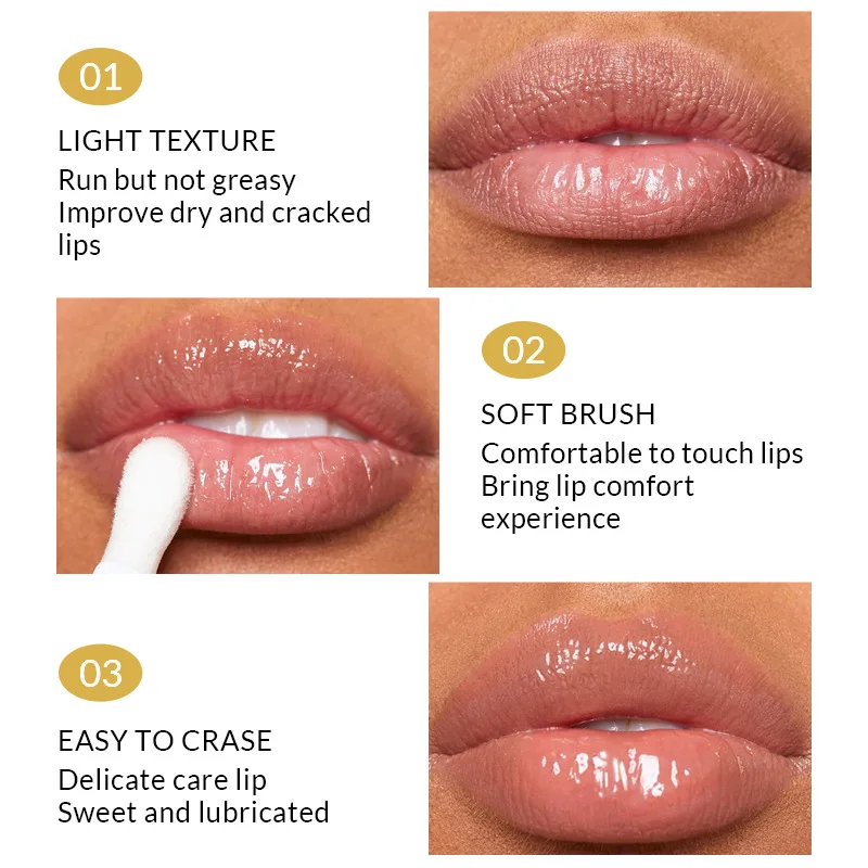 Olio per labbra lucidalabbra, olio per labbra color miele, lucidalabbra idratante e idratante, riducendo le linee delle labbra, trucco labbra lucidalabbra