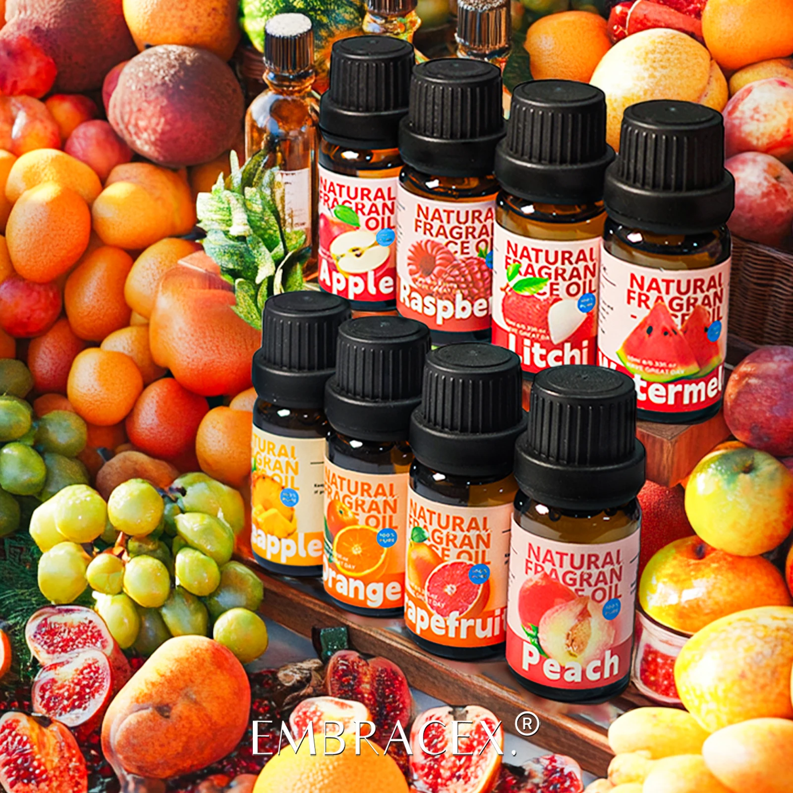 22Type Fruit Essential Oils Fruit Perfumes Fragrance Oil for Diffuser Candles Making -Strawberry Lemon Peach Banana Mango