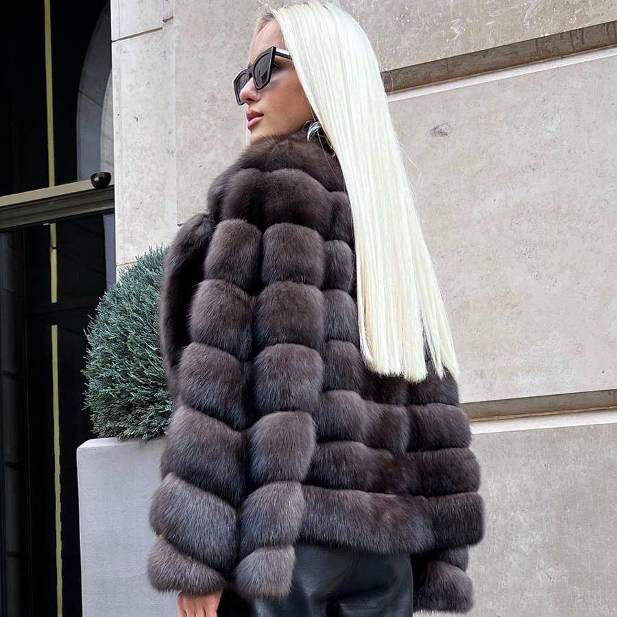 Echt vossenbont jas voor dames Winter luxe jas Hoge kwaliteit warme jas in de uitverkoop