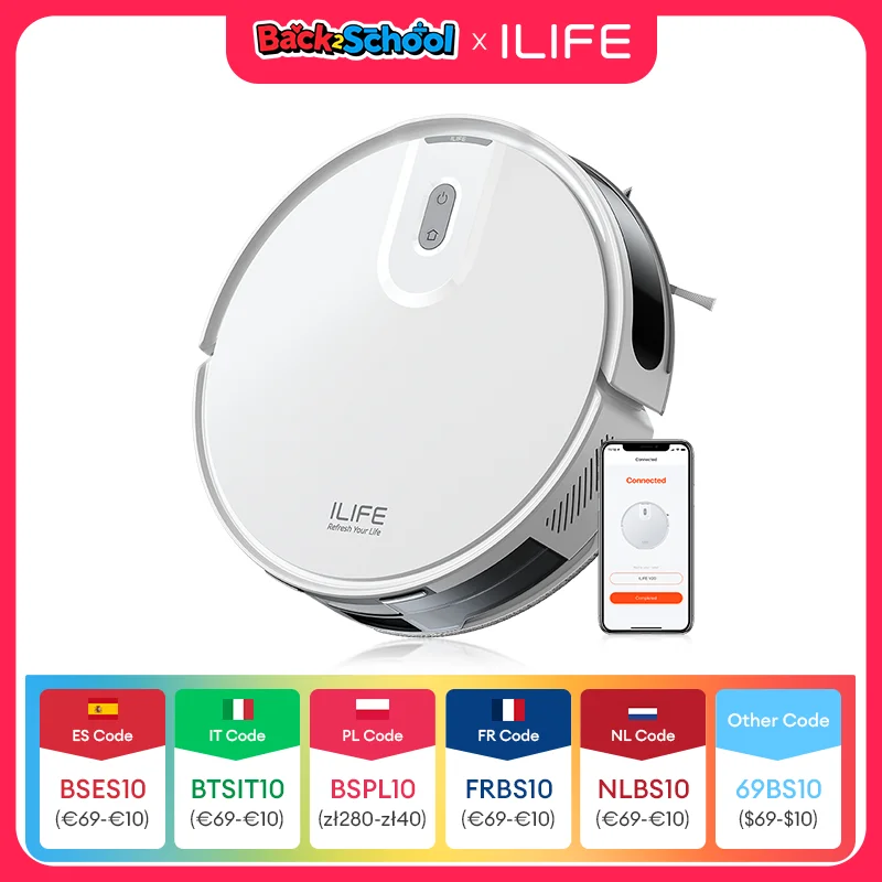 Odkurzacz robot ILIFE V20, ssanie 5000 Pa, inteligentna nawigacja SOF LiDAR, kontrola APP, konfigurowalne czyszczenie, samonabieranie