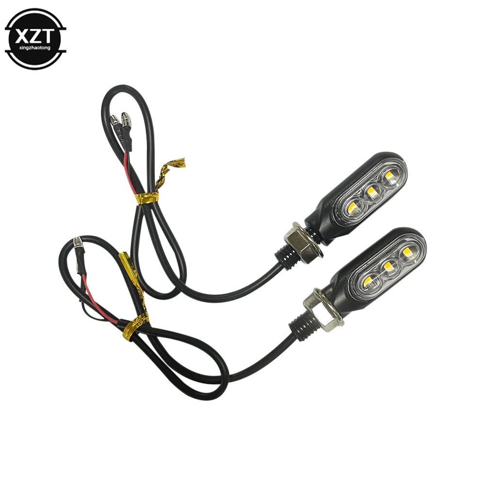 2PCS Universal 12V 3Led Mini Motorcycle LED Turn Signal Lamp Flash Indicator Lights Amber Running Light