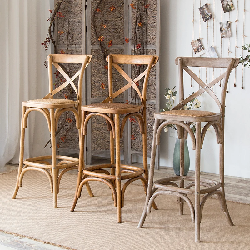 Wooden Reception Bar Stools Modern Counter Single Creative Bar Chairs Fashion Comfortable Taburetes Altos De Cocina Furniture