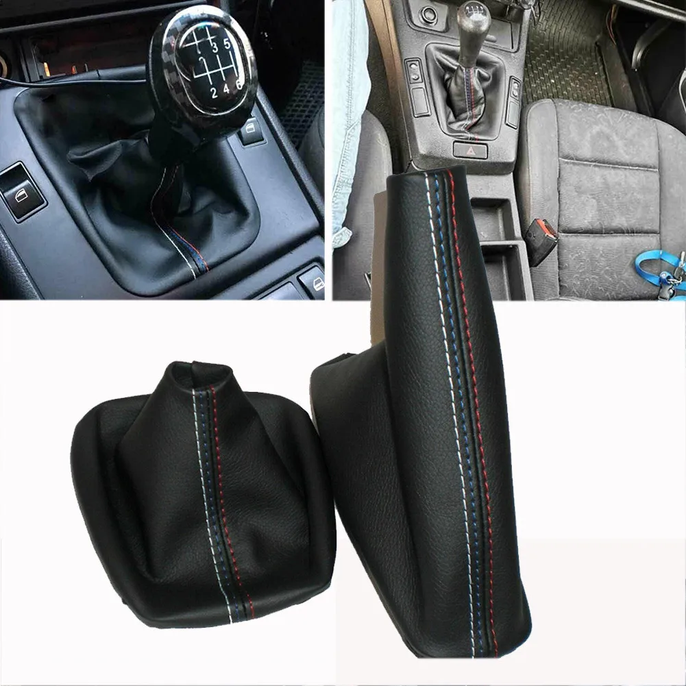 Vara de mudança de engrenagem do carro capa à prova de poeira alça do freio de mão capa de couro falso para bmw e30 e36 e34 e46 z3 modelos manuais
