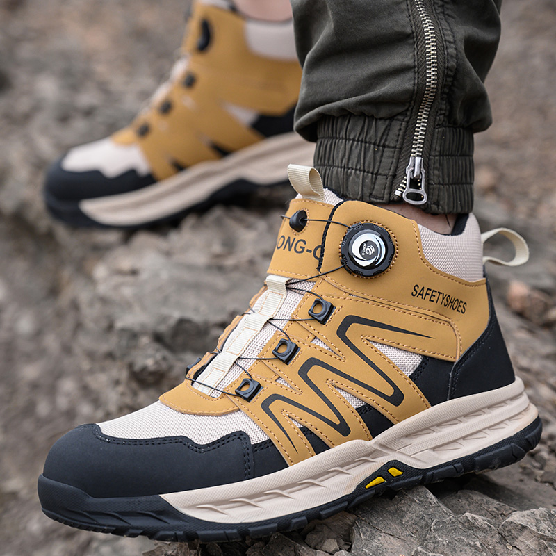 Sapatos de segurança com botão rotativo, sapatos masculinos com isolamento de 9kv, tênis de trabalho com dedos compostos, à prova de punção, sapatos indestrutíveis, botas de trabalho