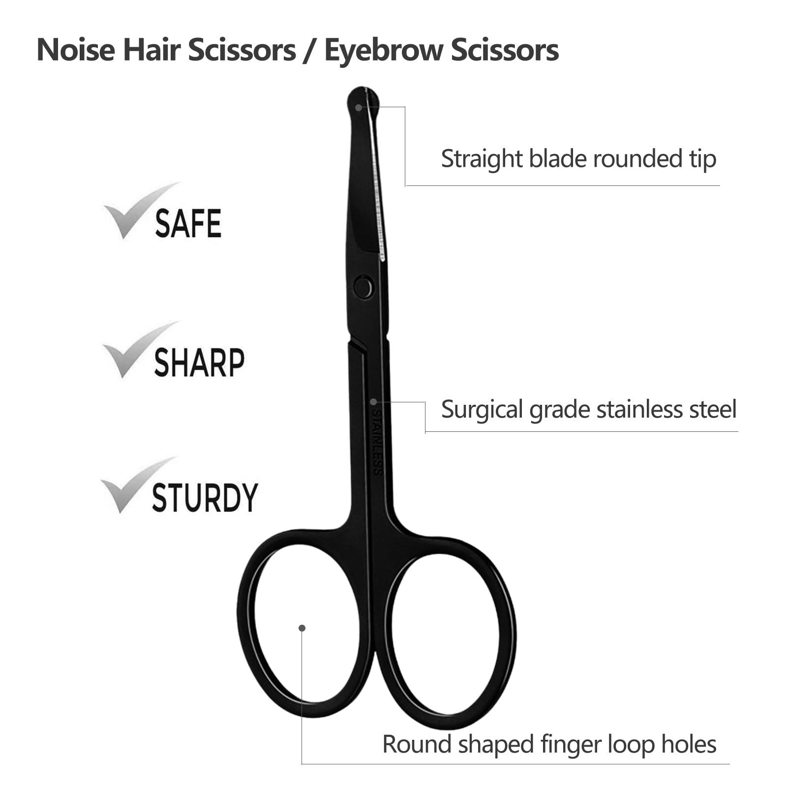Eyebrow Scissors with Comb, KAJUDA Facial Hair Small Grooming Scissors For Men Women - Eyebrow Trimmer Scissor for Eyebrows, Nos