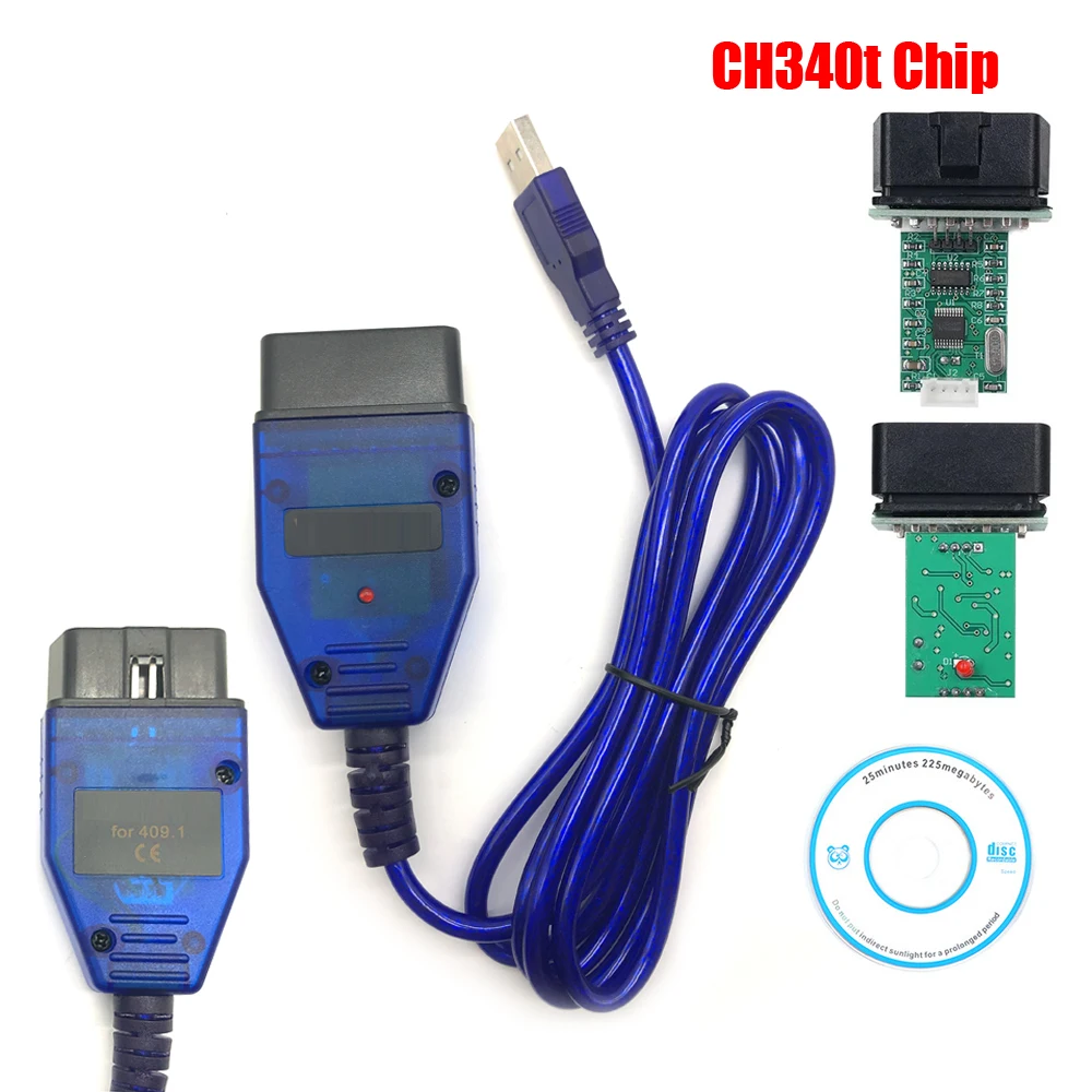Para vag kkl 409.1 ch340 obd2 interface usb para audi/seat/skoda/vw cabo de diagnóstico do carro ft232rl interruptor para fiat ecu scan vag kkl